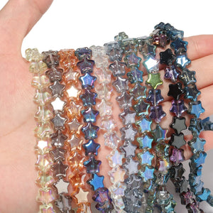 82pcs Plating Glass Five-pointed Star Beads for Jewelry DIY