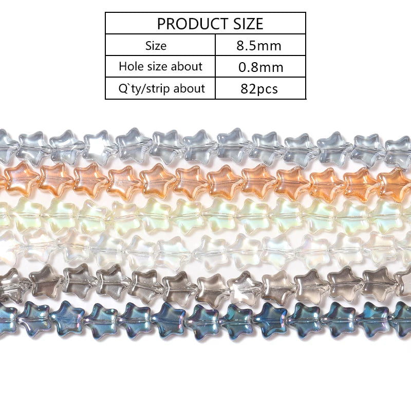 82pcs Plating Glass Five-pointed Star Beads for Jewelry DIY