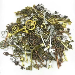 83-21mm 20pcs Retro Key Phone Case Drip Glue Steampunk Accessories