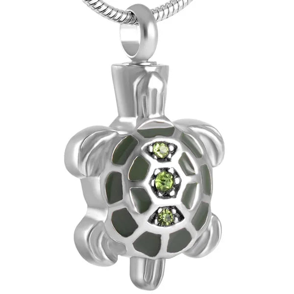 Tortoise Cremation Pendant Necklace, Animal Keepsake Ashes Urn for Men&Women
