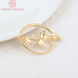 10PCS 24K Plated Brass Round with Leaves Pendants Charms
