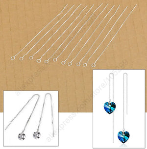 925 Sterling Silver Long Thread Earrings Components for Women Girls