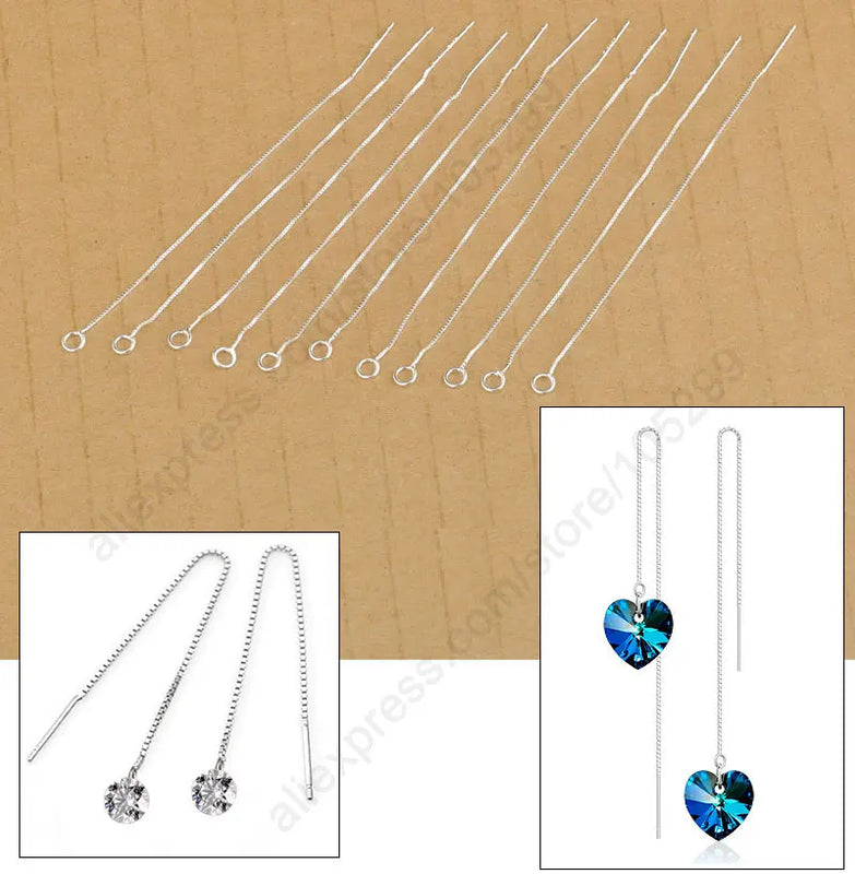 925 Sterling Silver Long Thread Earrings Components for Women Girls