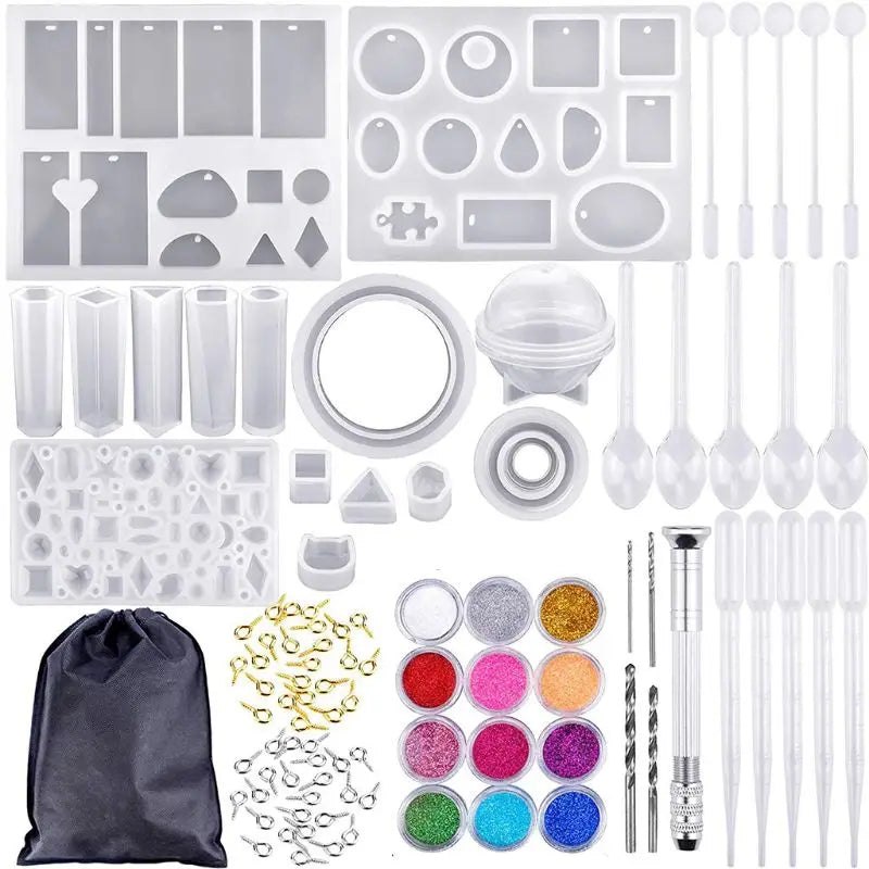 83Pcs DIY Epoxy Resin Materials Silicone Mold Nail Drill Molds Crafts