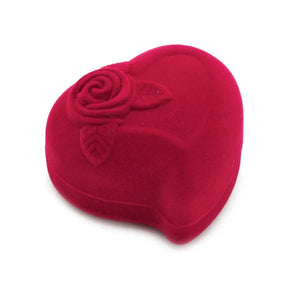 83XC Velvet Heart Shaped Red Rose Love Ring Box