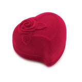 83XC Velvet Heart Shaped Red Rose Love Ring Box