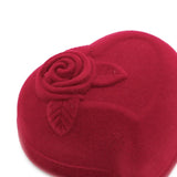 83XC Velvet Heart Shaped Red Rose Love Ring Box