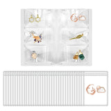 Grid Transparent Jewelry Storage Book with 50 Thicken PVC Zipper Closure Bags