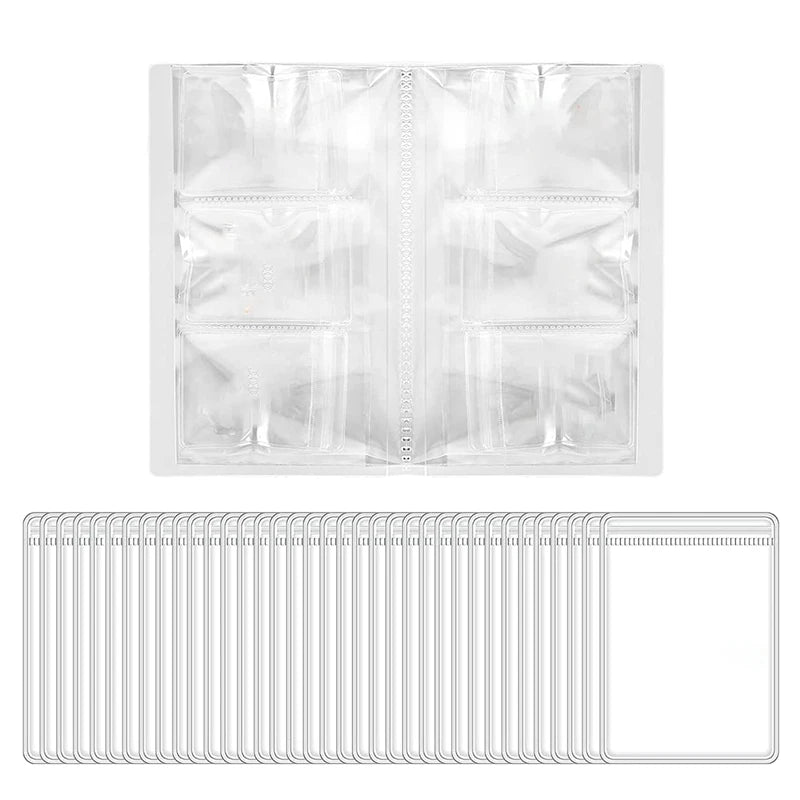 Grid Transparent Jewelry Storage Book with 50 Thicken PVC Zipper Closure Bags
