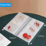 Grid Transparent Jewelry Storage Book with 50 Thicken PVC Zipper Closure Bags