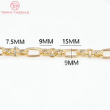 6x9MM 24K Brass Necklace Chains Bracelet chains Diy Jewelry Findings