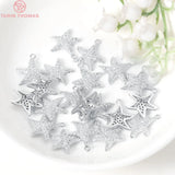 4PCS Starfish Charm Pendants Brass Zircon 14.5x15MM