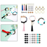 Beaded Making Kit DIY Key Rings Letter Beaded Open Rings Tassel PU Leather