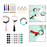 Beaded Making Kit DIY Key Rings Letter Beaded Open Rings Tassel PU Leather