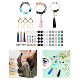 Beaded Making Kit DIY Key Rings Letter Beaded Open Rings Tassel PU Leather