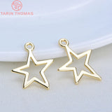 10PCS 14x12MM 24K Plated Brass Star Charms Pendants