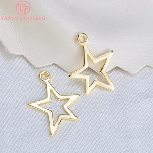 10PCS 14x12MM 24K Plated Brass Star Charms Pendants