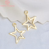 10PCS 14x12MM 24K Plated Brass Star Charms Pendants