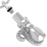 Crystal Cat Cremation Pendant Necklace-Ashes Urn Jewelry