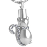 Crystal Cat Cremation Pendant Necklace-Ashes Urn Jewelry