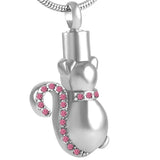Crystal Cat Cremation Pendant Necklace-Ashes Urn Jewelry