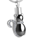 Crystal Cat Cremation Pendant Necklace-Ashes Urn Jewelry
