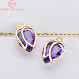 4PCS 12x8MM Purple Zircon Flower Charm Pendants for DIY Jewelry