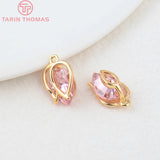 4PCS 12x8MM Purple Zircon Flower Charm Pendants for DIY Jewelry