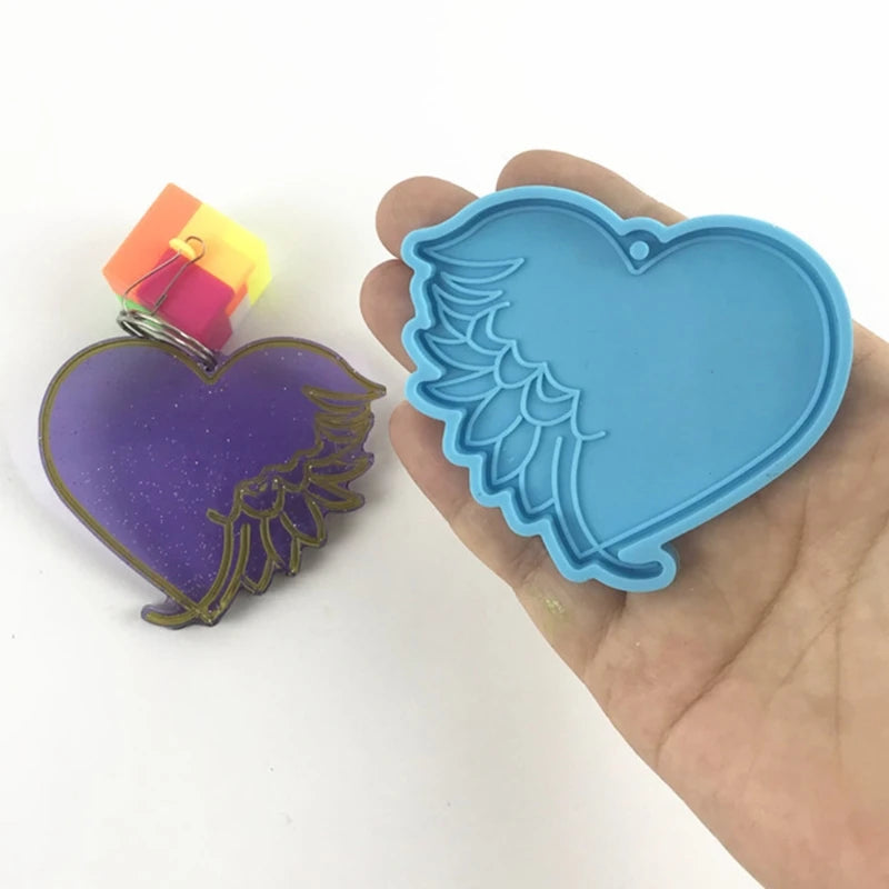 85LB Love Feather Keychain Epoxy Resin Mold Pendant Casting Silicone Mould
