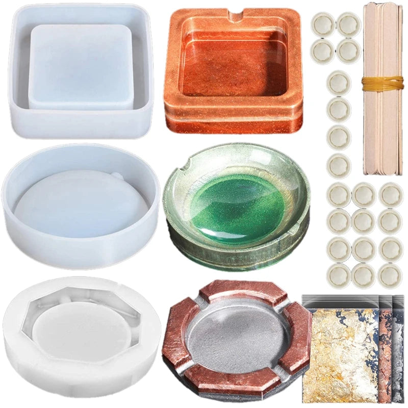 Square Round Ashtray Silicone Mold for Men
