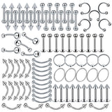 85PCS Surgical Steel Piercing Jewelry Lot Nose Ring Tongue Labret