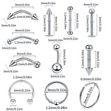 85PCS Surgical Steel Piercing Jewelry Lot Nose Ring Tongue Labret