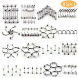 85Pcs Surgical Steel Body Piercing Jewelry Set