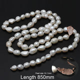 Natural Freshwater Long Pearl Necklace Women Wedding Baroque Pearl Necklace