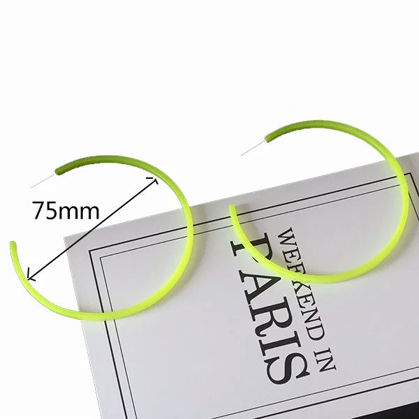 85mm Candy Circle Hoop Earrings Acrylic Steel Ball Large Statement Earrings