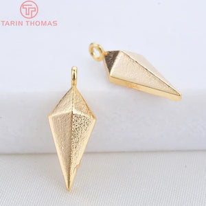 10PCS 7x17MM 24K Plated Brass Rhombus Charms Pendants