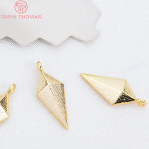 10PCS 7x17MM 24K Plated Brass Rhombus Charms Pendants