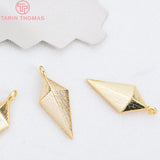 10PCS 7x17MM 24K Plated Brass Rhombus Charms Pendants
