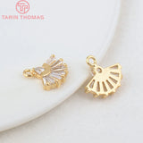 4PCS 12x14.5MM 24K Plated Brass Zircon Skirt Charms Pendants