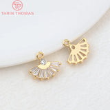 4PCS 12x14.5MM 24K Plated Brass Zircon Skirt Charms Pendants