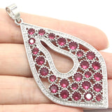 Gorgeous Rhodolite Garnet Tanzanite CZ Silver Pendant Earrings