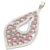 11g Drop Hollow Pink Morganite Citrine CZ Silver Pendant