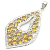 11g Drop Hollow Pink Morganite Citrine CZ Silver Pendant