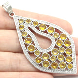 11g Drop Hollow Pink Morganite Citrine CZ Silver Pendant