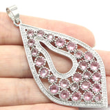 11g Drop Hollow Pink Morganite Citrine CZ Silver Pendant