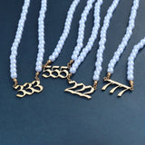Angel Number Pearls Choker Necklace Women Jewelry Wedding Gift