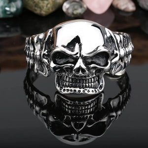 Men's Skull Head Stainless Steel Cuff Bangle Bracelet Biker Jewelry XMAS
