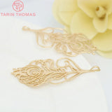 2PCS 64*28MM Champagne Brass Peacock Feather Pendants DIY Jewelry Findings