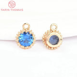 6PCS 7MM Zircon Round Charms Pendants DIY Jewelry Findings