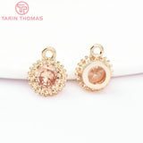 6PCS 7MM Zircon Round Charms Pendants DIY Jewelry Findings